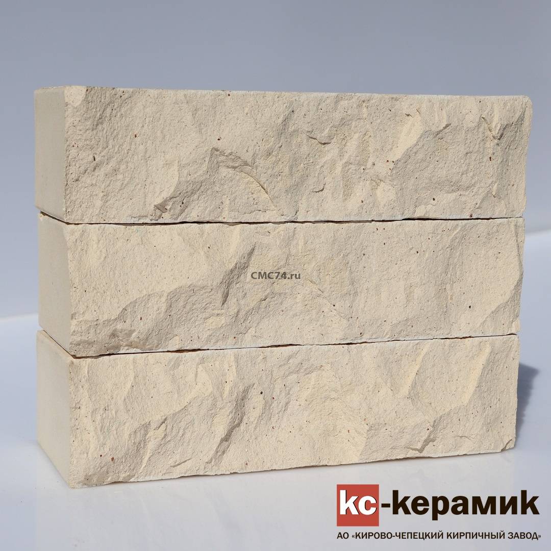 Кирпич печной лицевой горный камень белый 1НФ 250*120*65 мм (КС-Керамик)
